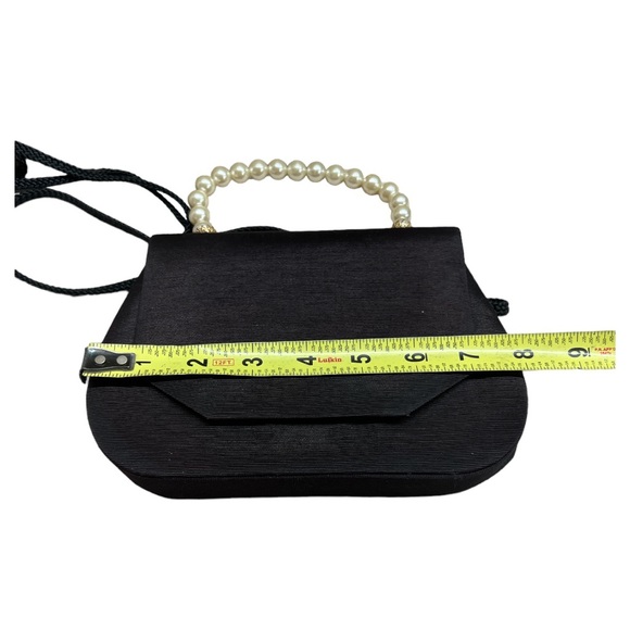 Vintage Pearl Handle Black Clutch Evening Purse - Picture 6 of 7